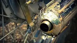 Closeup of a motorcycle racing exhaust pipe