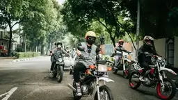 Group of motorcycle riders on a Sunday morning ride